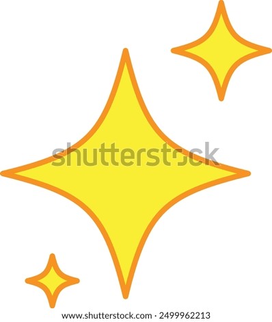 Three yellow stars with orange outlines, varying in size and arranged diagonally.