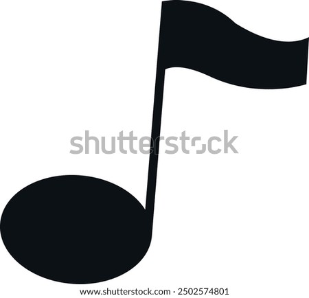 Black musical quarter note icon, simple and elegant design for music-related content