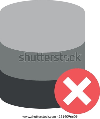 Illustration of a database error indicating data storage issues, connection problems, information loss, server crash, and error 404