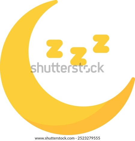 Crescent moon with ZZZ representing sleep or night time concept.