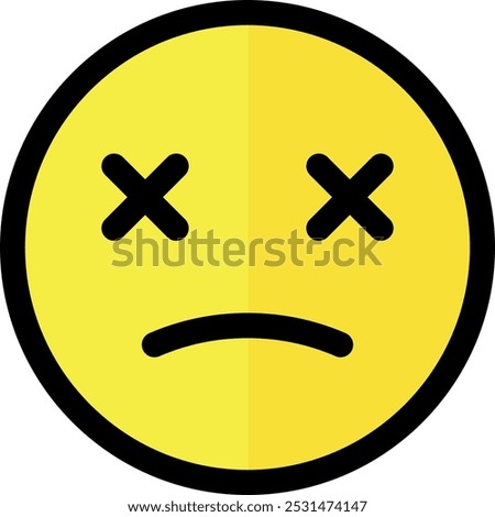 Yellow face with a frown and X-shaped eyes, representing dissatisfaction or sadness.