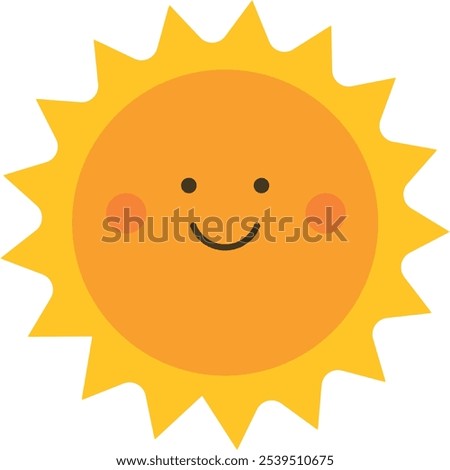 Illustration of a smiling sun with rays extending outward.