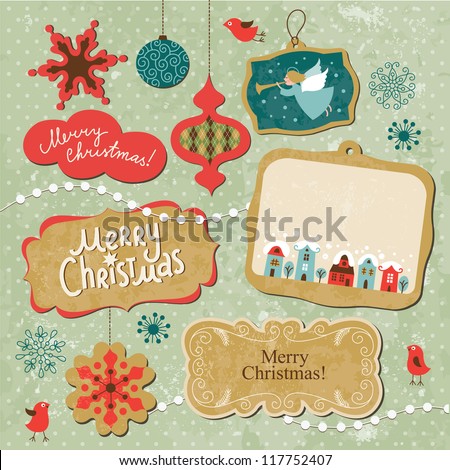 Set of Vintage Christmas and New Year elements