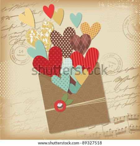 Retro scrapbooking elements, Valentine card