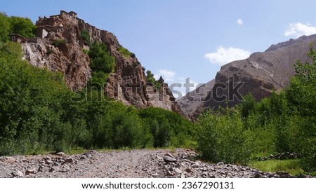 Similar – Foto Bild Grüner Wald in felsigen Bergen hoch in Wolken