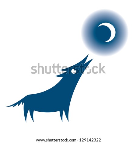 Wolf and Moon howling night animal dog