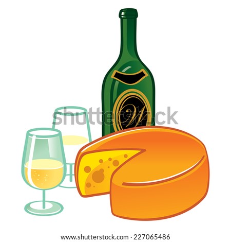 Cheese and Wine - food and drink illustration