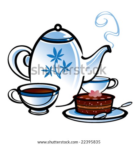Tea And Cake Stock Vector Illustration 22395835 : Shutterstock