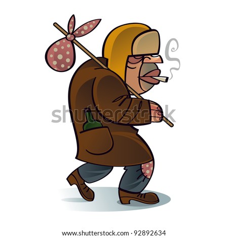 Homeless Drunk Beggar Hobo Walking Down The Street Stock Vector ...