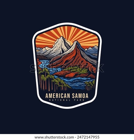 Emblem sticker patch logo illustration of American Samoa National Park on dark background