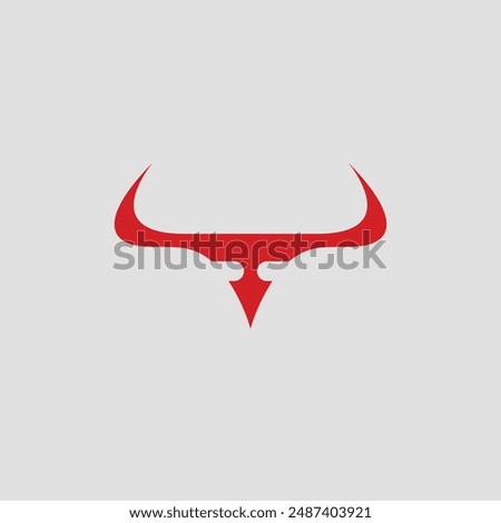 Aggresive bull face logo. Red devil bull icon design.