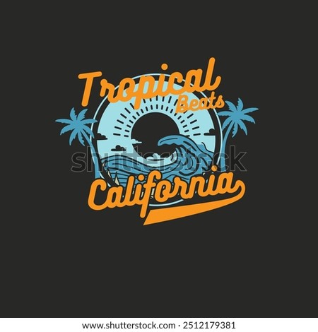 Tropical Beats California summer sunshine graphic design