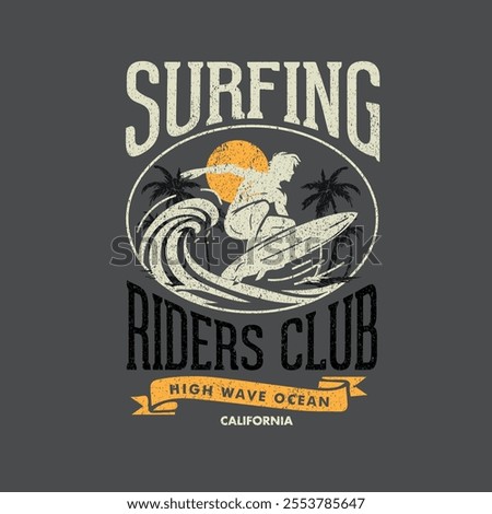 Surfing Riders Club California surfer print graphic poster tee