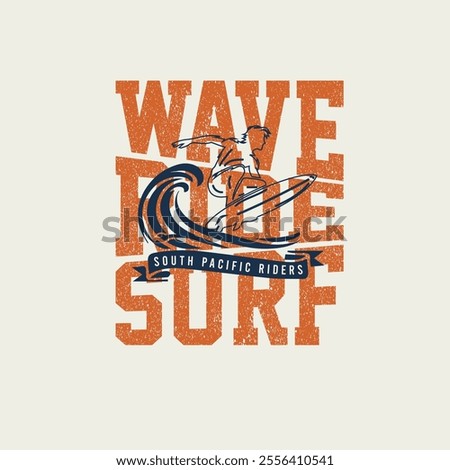 Wave Ride Surf typography surfer poster design