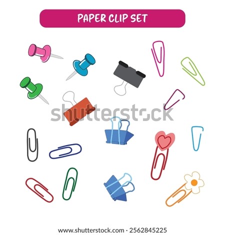 Element keyword and illustration paper clip set full color