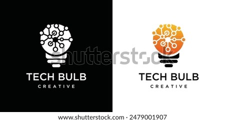 Smart bulb technology logo icon. Creative light bulb logo ideas. Bulb digital logo technology idea	