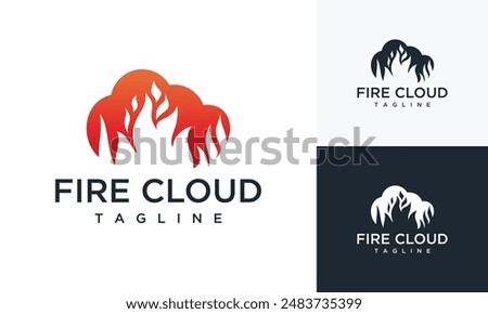 Cloud and fire logo design template. Fire cloud logo design inspiration	