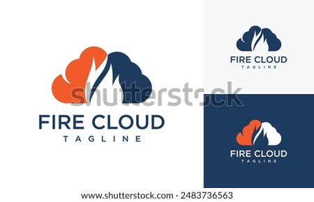 Fire cloud logo design template. Cloud and fire logo design inspiration	