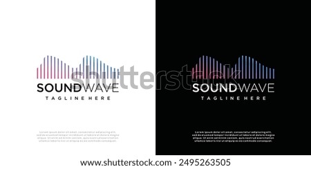 Abstract gradient sound wave logo template, sound wave icon element, audio music symbol.	