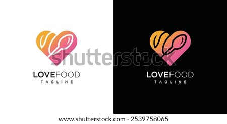 Love food logo design template. Love and food logo icon	