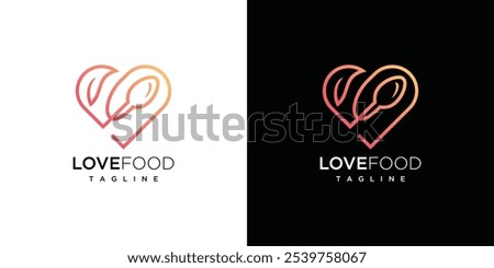 Love food logo design template. Love and food logo icon	