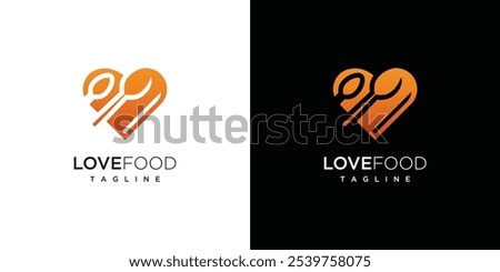 Love food logo design template. Love and food logo icon	