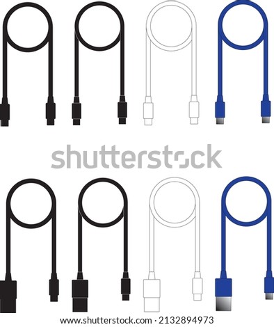 Vector Illustration of vertical USB Cables