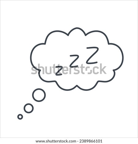 Hand drawn zzz sleep wave in cloud concept design stock illustration