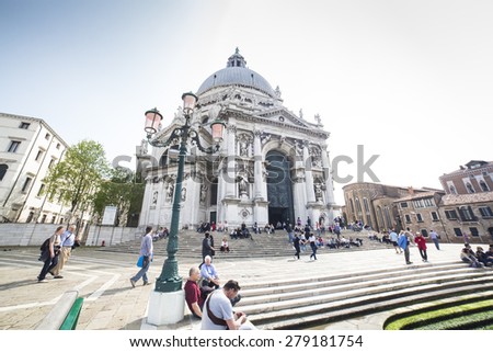 VENICE, ITALY- MAY 02: Santa Maria Della Salute church on May 02, 2013 in Venice. Church was building in honour of escape from plague in 1630-1631