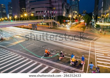 Beautiful motorcycle two stage left turn line in Taipei