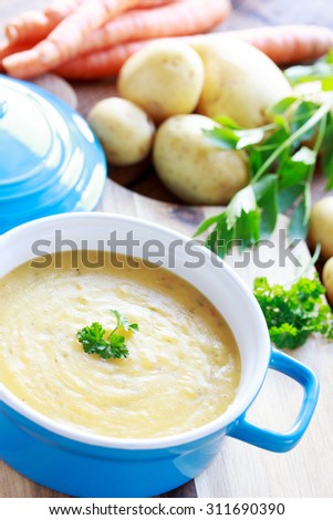 homemade potato soup with parsley