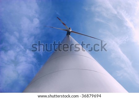 Modern windmill from worm\'s-eye view