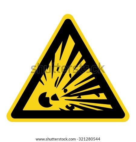 Explosive Hazard Sign. Danger Symbol. Yellow Icon Isolated In Black ...