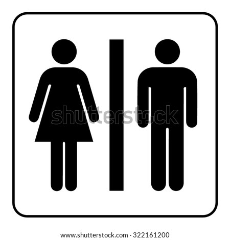 Restroom sign. Male and female toilet icon denoting restroom facilities for both men and women. Lady and a man WC emblem. Lavatory symbol on white background. Stock Vector Illustration