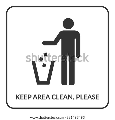 Keep Clean Icon. Do Not Litter Sign. Silhouette Of A Man, Throwing ...