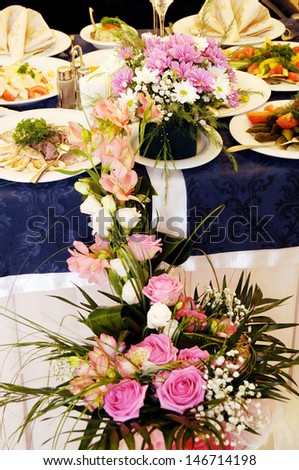 Dining table set for a wedding or corporate event