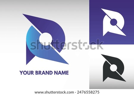 Logo Letter R PR Initial monogram Power Cyclone wind shuriken fast Style Design Vector in Gradient and monochrome color