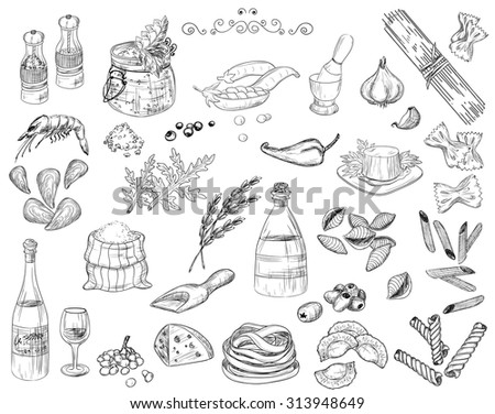 Vector illustration of Restaurant hand-drawing Food Design