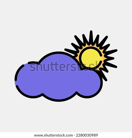 Icon partly cloudy. Weather elements symbol. Icons in filled line style. Good for prints, web, smartphone app, posters, infographics, logo, sign, etc.