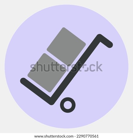 Icon use the trolley. Packaging symbol elements. Icons in color mate style. Good for prints, posters, logo, product packaging, sign, expedition, etc.