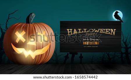 Vector Illustration Of Realistic a pumpkin. Happy Halloween jack o lantern  Foto stock © 