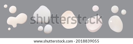 Set of white cream drops.Vector realistic smears set of white froth cosmetics, shaving gel or creme. Smudges of mousse,vector illustration. Сток-фото © 