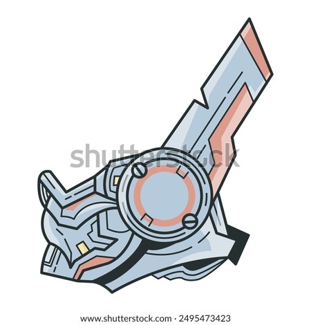 flat vector of cool robot mouth mask seen from the side
