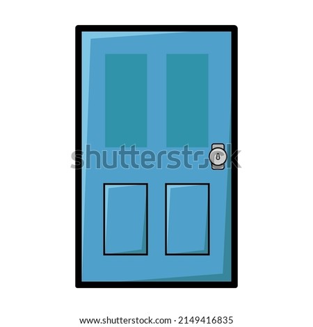 cartoon blue door illustration design