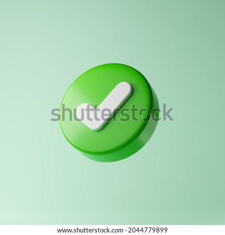 Check mark icon isolated over lime green background. 3d rendering. Сток-фото © 