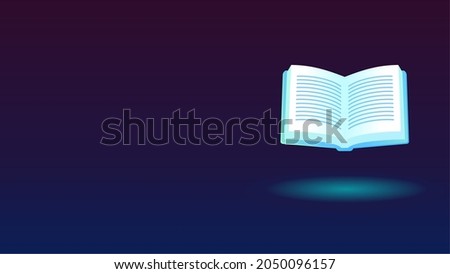 Open book hovering above the ground, vector book with open pages, spread of the book, textbook icon, notebook, place for text