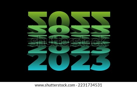 Passing into New Year 2023 Flip text effect isolated on black background, Folding or turning paper effect 2023 Vector Illustration graphic, new year figures typography in smooth gradient blue-purple