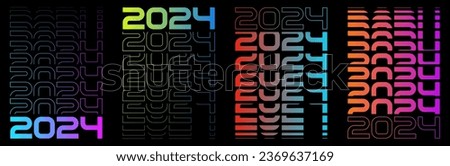 2024 Text Design. Vector 2024 Typography Illustration Design Element for New Year 2024 Social Media Post, Greeting Card, Banner, Poster, Retro Text Effect, vintage style of eighties, cyberpunk style