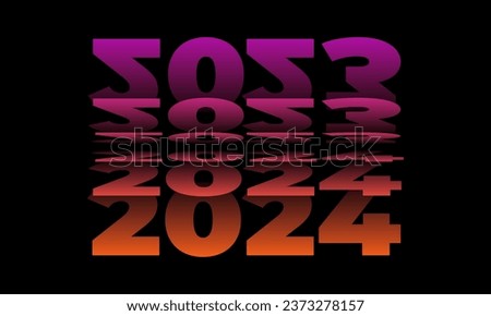 Passing into New Year 2024 Flip text effect isolated on black background, Folding or turning paper effect 2024 Vector Illustration graphic, new year figures typography in smooth gradient blue-purple