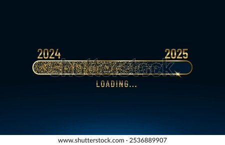 2025 Happy New Year Background. Loading bar golden style design. Greeting Card, Banner, Poster. Vector Illustration. 2025 Text Design. Vector 2024 Typography Illustration Element for New Year 2025